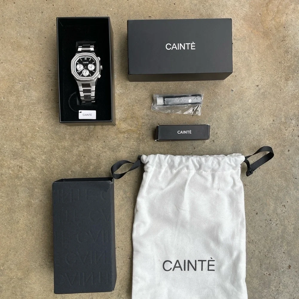 CAINTE Claude Quartz Chronograph Panda Style. Amazing Style. Nautilus 39mm Black